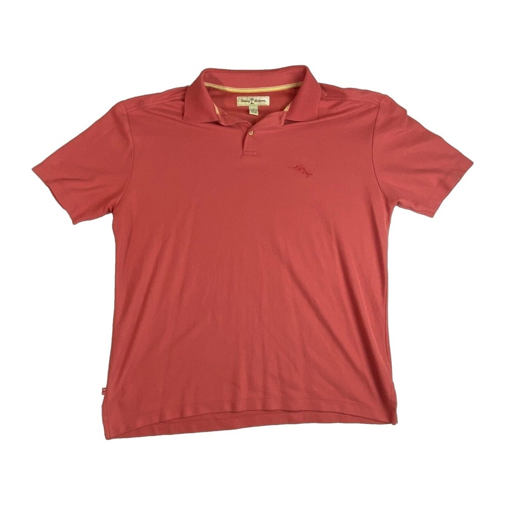 Tommy Bahama Golf Polo Red Cotton-Poly Marlin Short Sleeve Mens Size L